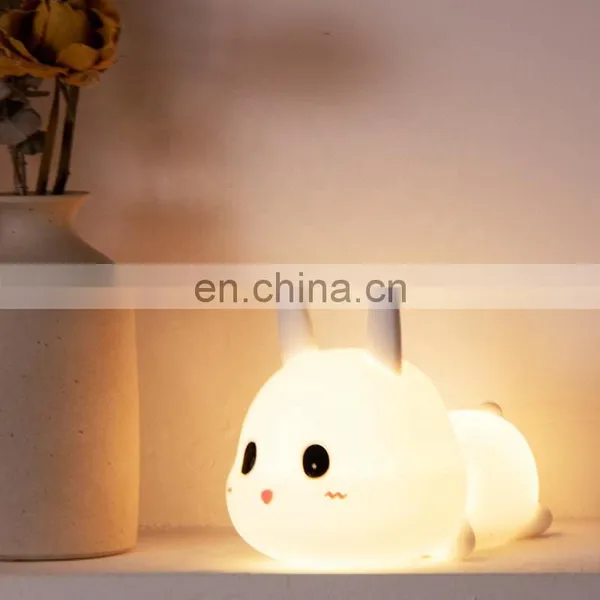 LED Silicone Usb Rabbit Shape Animal Night Light for Children photo-2