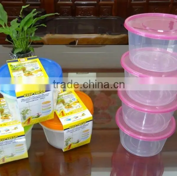 Supermarket Set of 4 Pcs Round Plastic Food Storage Container / Food Storage Box 1000ml photo-2