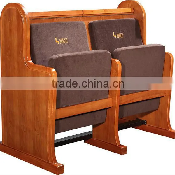 Double Seat Wooden Church Chair With Writing Pad JT001-L photo-2
