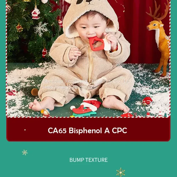 100% Food Grade Bpa Free Christmas Silicone Teethers Wholesale Newborn Teething Toys Christmas Silicone Teether photo-3