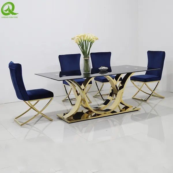 Modern Dining Room Furniture Stainless Steel Base Clear Glass Top Round Dining Table Restaurant Table For Home Hotel photo-2