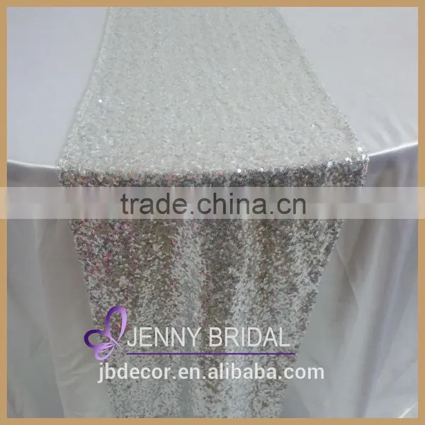 TR008A Modern Style Champagne Gold Chemical Lace Sequin Table Runner photo-4