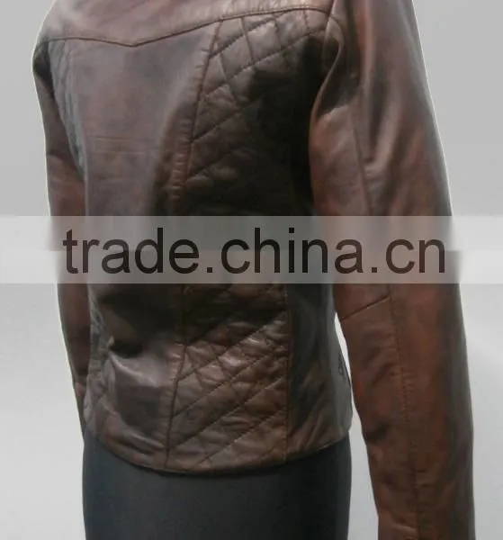 Stone Washed Genuine Leather Jacket Women photo-4