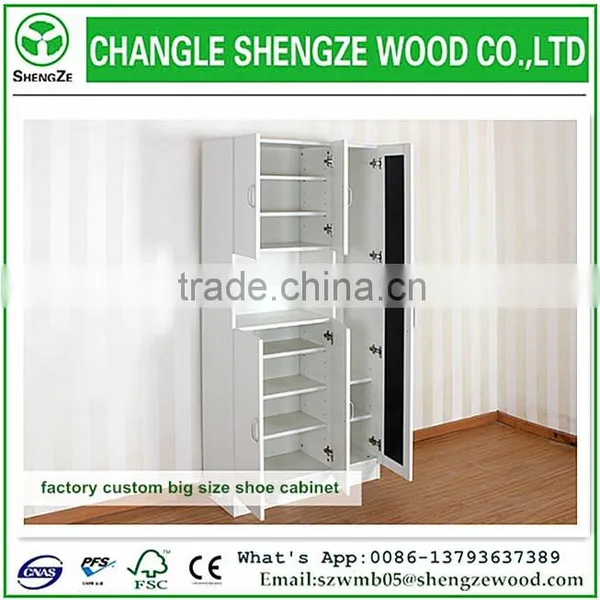 Multi-function White Melamine With Mirror Wooden Shoe Rack