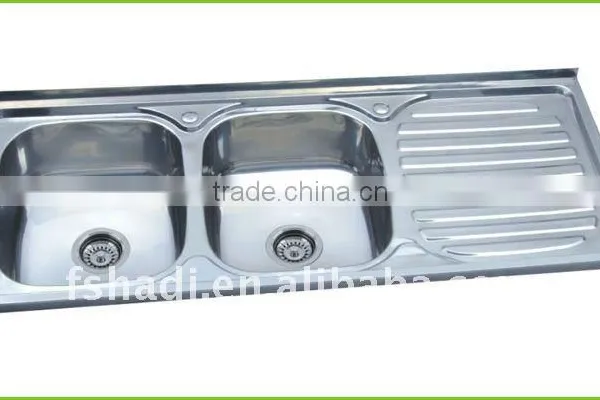 1.2m Double Bowl Stainless Steel Kitchen Sink With Drain Board HD12050A photo-2