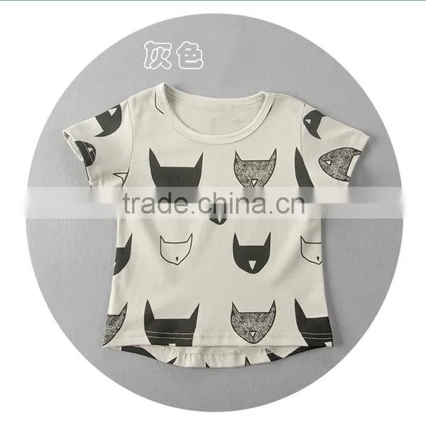 Summer New Style Kids Shirts Fashion Boys Ans Girls Round Collar Bat Printed Shirts photo-4