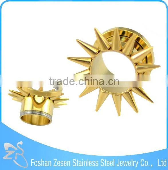 TP011244 New Season Stainless Steel Gold Plating Ear Flesh Tunnel Spikes Body Jewelry photo-3