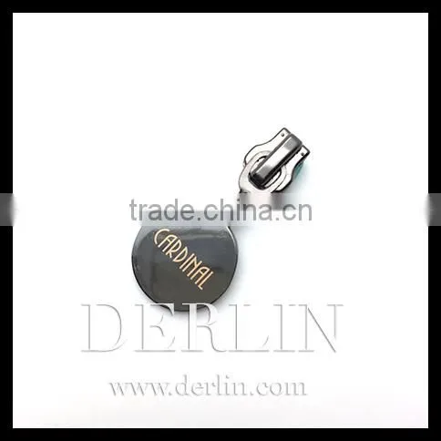 Gunmetal Silver Laser Print Logo Brand Custom Design Silk Print Metal Puller Zipper Slider