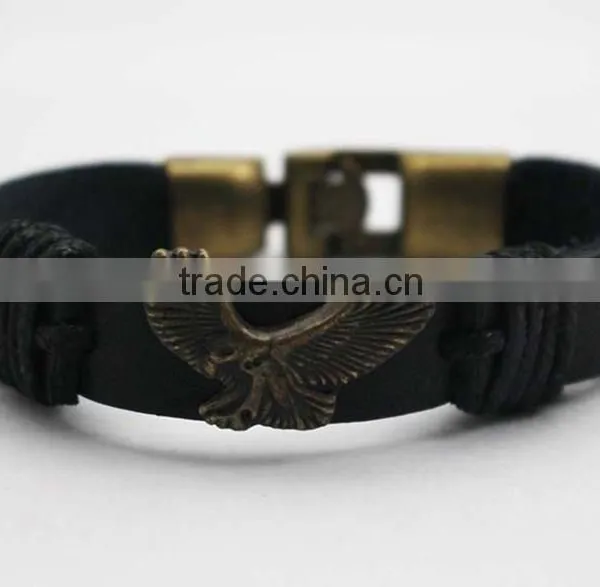 Charm PU Wristband Men's Leather Bracelet With Eagle photo-3
