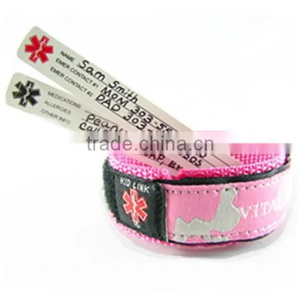 kids insert card bracelet nylon id band insertable id card