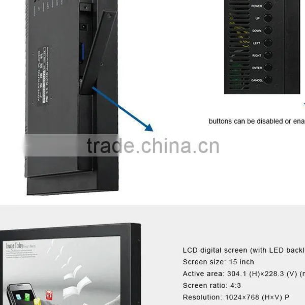 15 Inch Programmable Advertising Display Screen, Oem Touch Screen Lcd Display 1024, Heavy Duty Touch Screen Player photo-4