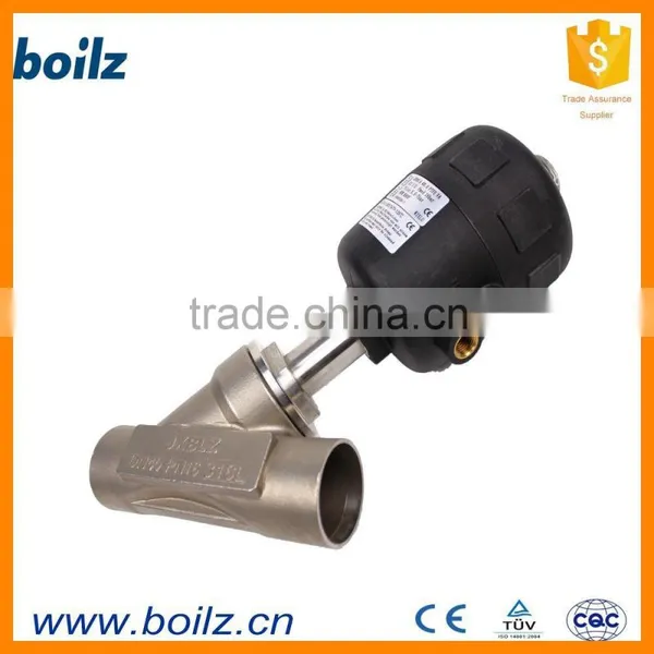 Y Type Angle Structure Pneumatic Welding Type Angle Valve With Plastic Cylinder photo-2