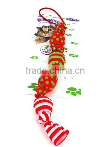 Promotional best quality candy shaped cat toy treat ball with four ring bell inside