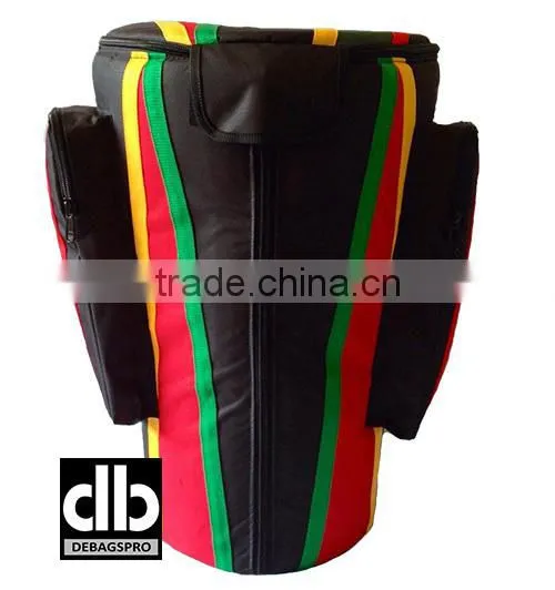 African Djembe Drums Gig Bags Nylon Pro Black Red-Yellow-Green Stripe photo-4