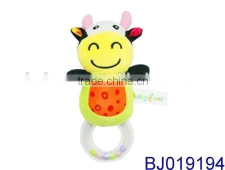 lovely stuffed baby rattle bed decorative cow toy