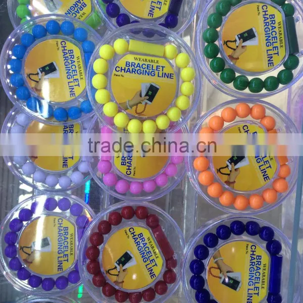Candy Color Wearable Bracelet Wrist Pearl Micro USB Cable&8pin Cable for IPhone5/6 photo-6
