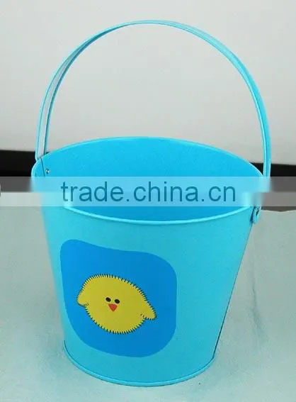 Small Christmas Round Tin Ice Bucket With Handle photo-3
