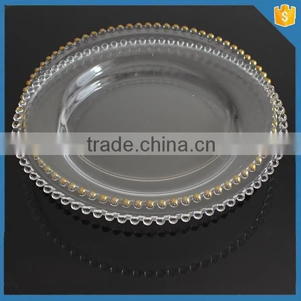 LXHY-P059 Crystal Wedding Charger Plate Antique Gold Plate Quality Choice photo-3