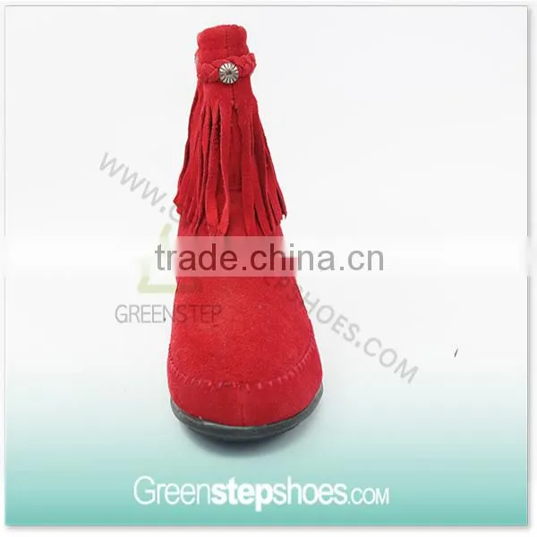 Warm Ankle Women Red Suede Boots photo-3