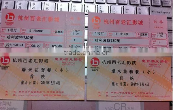 Premium Thermal Paper Cinema Movie Tickets Printing