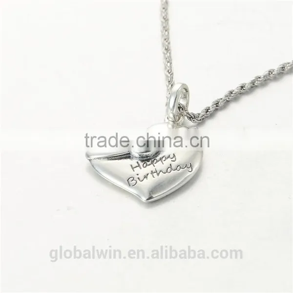 European Designs Lovely S925 Sterling Silver Heart Pendant For Birthday Gift photo-2