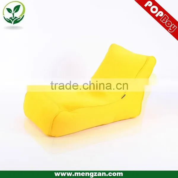Bright yellow bean bag lounger chair, low back bean bag recliner
