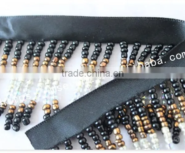 Newest Design 7cm Width Webbing Handmade Beaded Fringe Wholesale photo-5