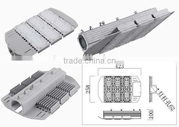 VMT Module Design 50W 100W 150w 200W 250W 300W SMD Stamping Aluminium Street Light Housing With PCB and Lens photo-2