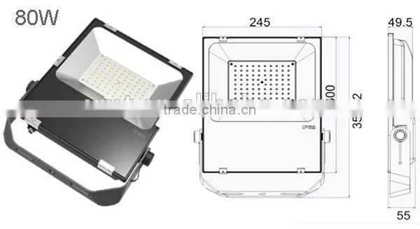 IP65 Die Casting Aluminum 80w Thin LED Flood Light Housing photo-4