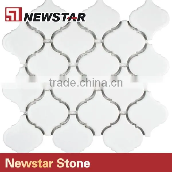 Grade First Quality Spanish Marble Crema Marfil Polished Lantern Shaped Mosaic Tiles photo-3