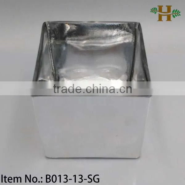 Handmade Cubic Crackled Square Vase, Square Candle Holder photo-3