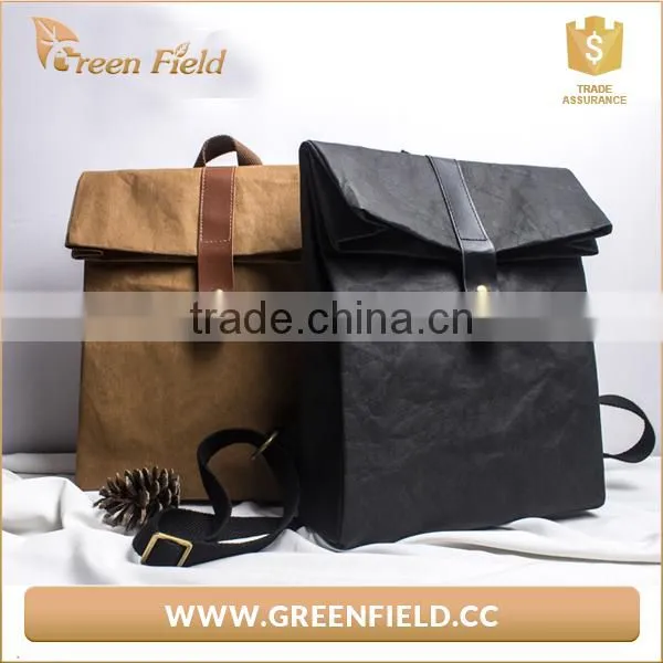 Black Kraft Paper School Bag Backpack, Washable Paper Bag for Men photo-4