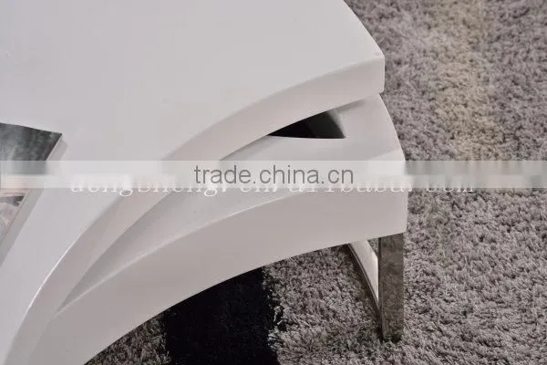 Oval Table Modern White High Gloss MDF Coffee Table With Chromed Steel photo-2