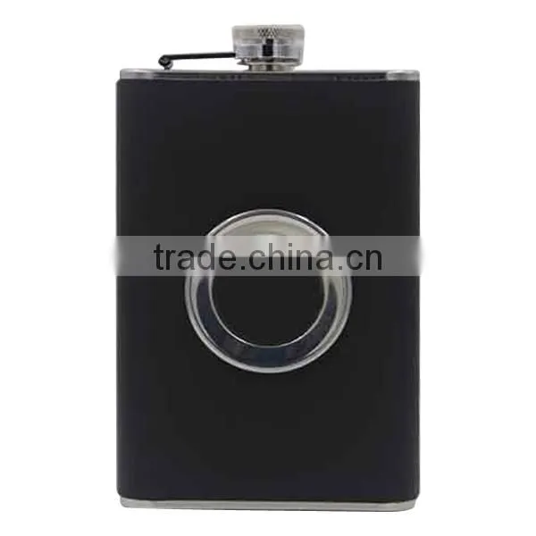 304 Stainless Steel Leather Hip Flask 8 Oz, Leather Stainless Steel Wine Bottle photo-2