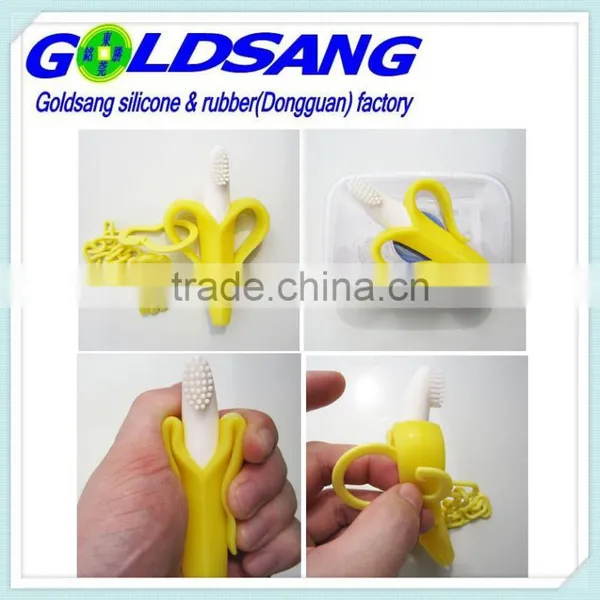 100% Eco-Friendly Silicone Baby Training Toothbrush/Baby Banana Bendable Training Toothbrush for Infant photo-3