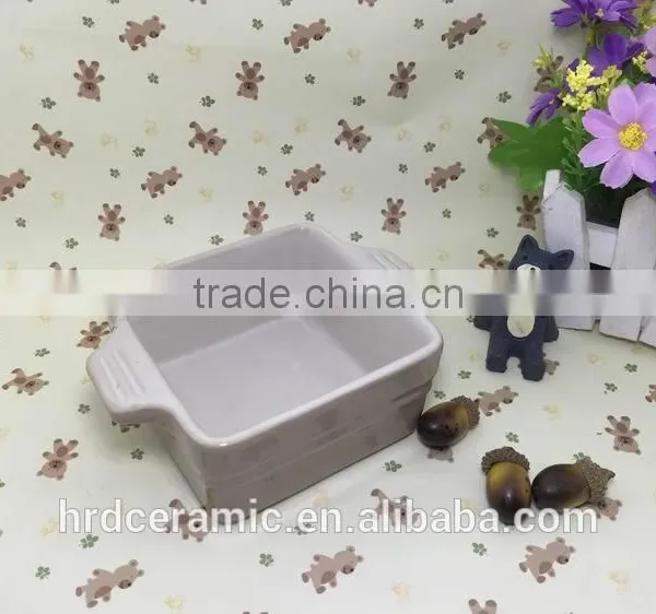 Wholesale Stocked Ceramic Square Bakeware Stoneware Plate With Two Handle photo-4