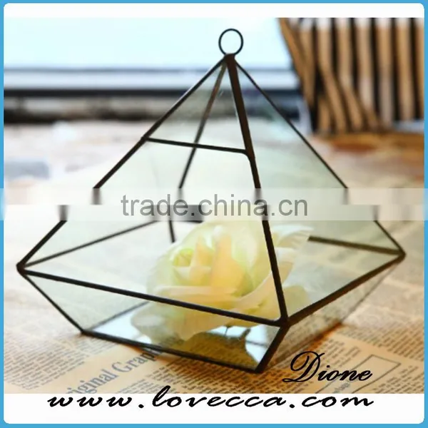 Decorate Wedding House Cube Geometric Glass Terrarium Wholesale Copper Vases photo-6