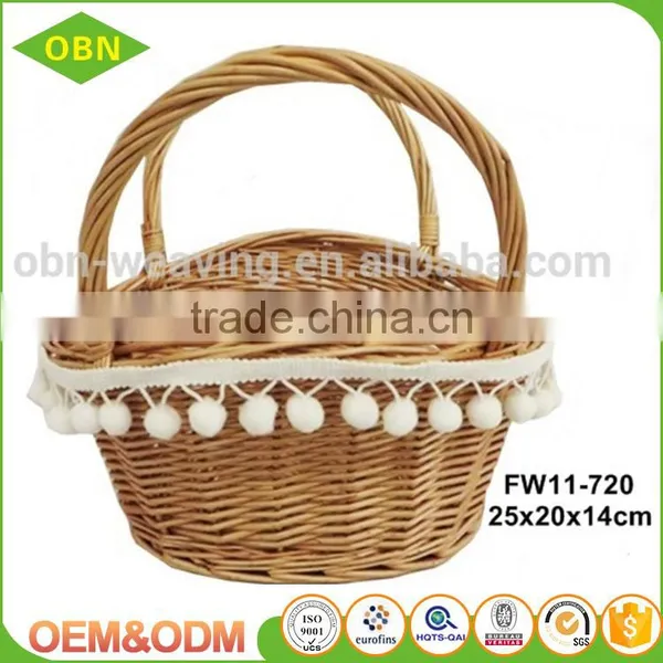 China Factory Sales Cheap Handmade Oval Willow Wicker Empty Easter Gift Basket photo-2