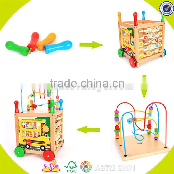 Wholesale Multifunctional Wooden Kids Trailer Best Gift for Kids Wooden Kids Trailer Top Sale Wooden Push Walker W16E041 photo-5