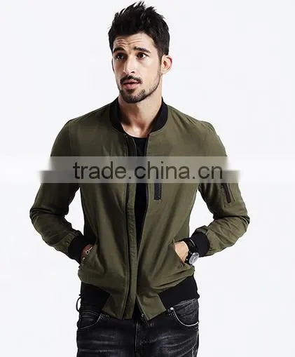 Polycotton Mens Jacket With Sleeve Zipper Fashion Varsity Jacket Plain Baseball Jacket photo-4