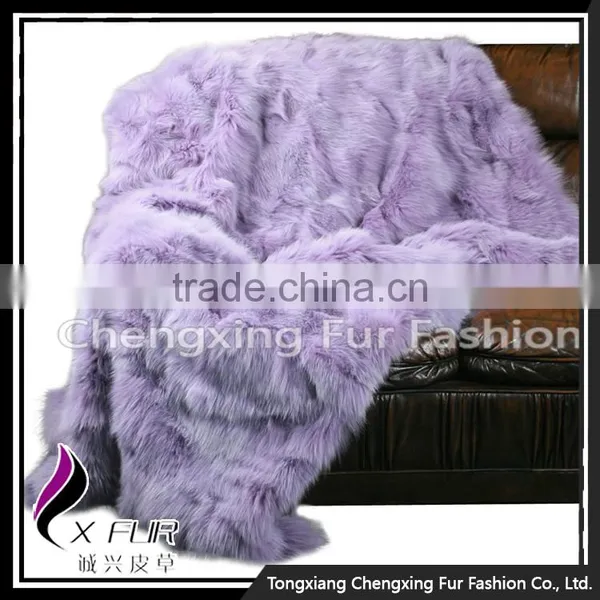 CX-D-123 Patchwork Hand Made Fashion Winter Genuine Fox Fur Carpet Rug photo-2