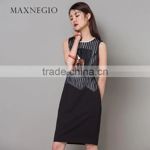 Maxnegio Fashion New Products Applique Black Sequin Dress photo-2