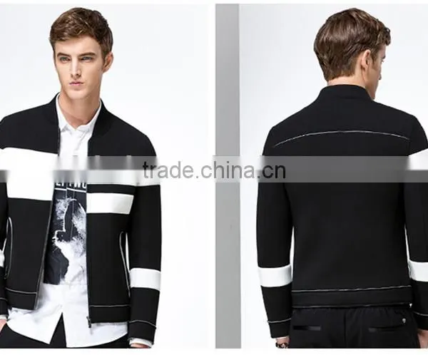 Color Block Fleece Men's Jacket Full Zipper up Bomber Jacket for Man photo-2
