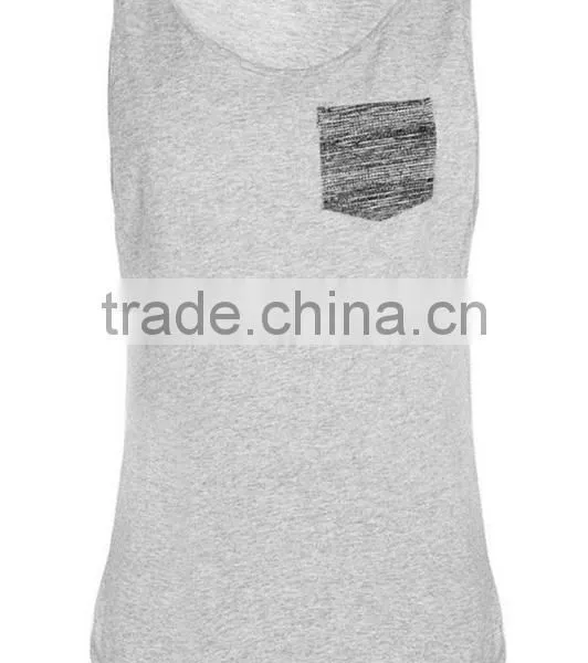 2017 Hotsale Fashion Wholesale Custom Stringer Fitness Sports Tank Top Mens Gym Sports Wear Man Knitted Pocket Vest photo-4