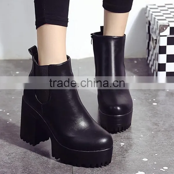 Zm50397b Autumn and Winter Europe Women Shoe Chunky Heels Brushed Lady Short Boots photo-4