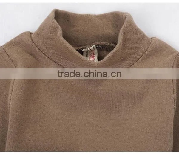 Custom Spring/autumn/winter Fashion Baby Cotton Spandex Lycra Infant Garment Long Sleeve High Collar Baby T-shirt photo-2