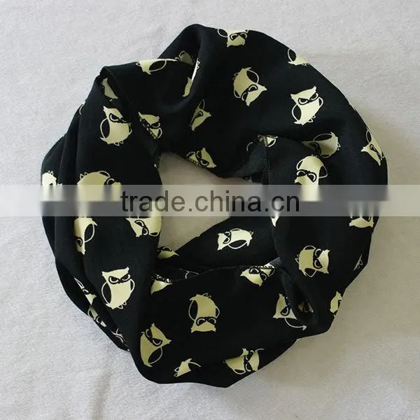 Women's Halloween Owl Pattern Print Artificial Cotton Wrap Scarf