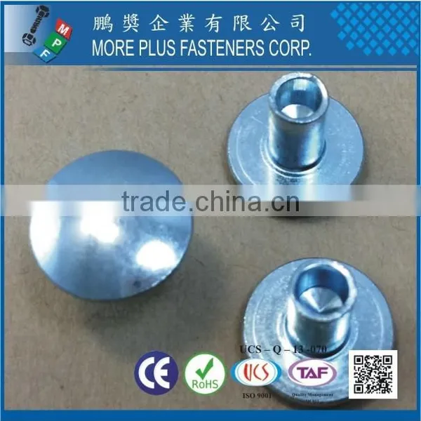 Made in Taiwan Carbon Steel C1006 Zinc Plated CR6+ Wax Oval Head Decorative Semi Tubular Rivets photo-2