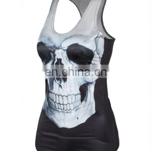 Top Fashion Simple Design Lady Horror Skull Rock T-shirt photo-5