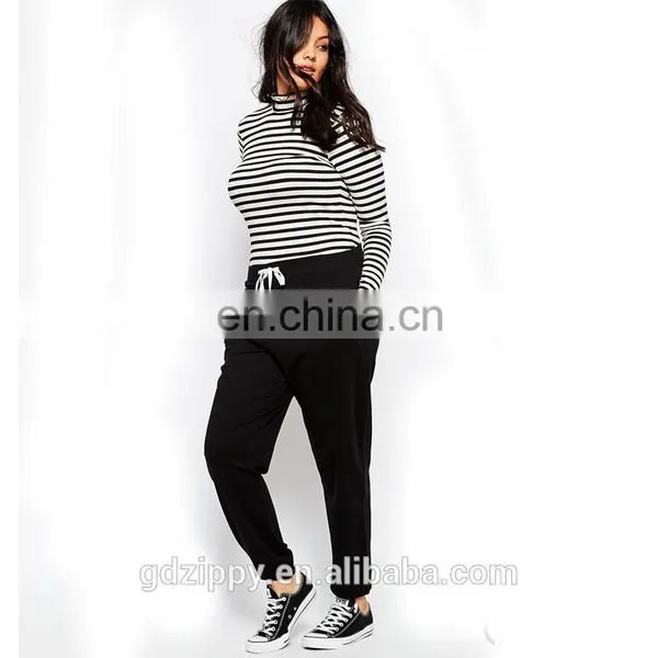 Loose Casual Contrast Tie Plain Sweat Pants photo-2